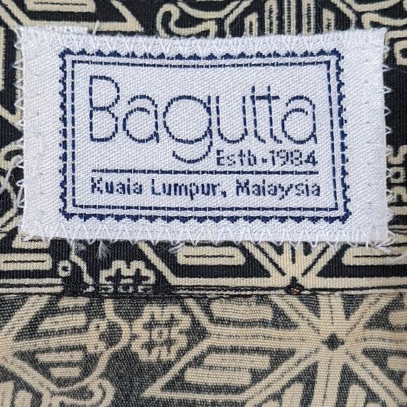 Bagutta Men's Gold & Black Geometric Pattern Button Down Shirt Size XL - Picture 4 of 8